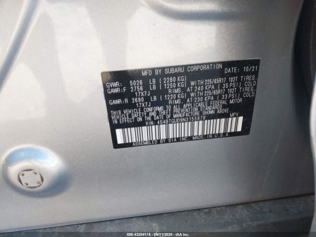 2022 SUBARU OUTBACK 4S4BTGUD9N3155878 Photo 8