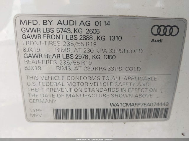 2014 AUDI Q5 WA1CMAFP7EA074443 Photo 8