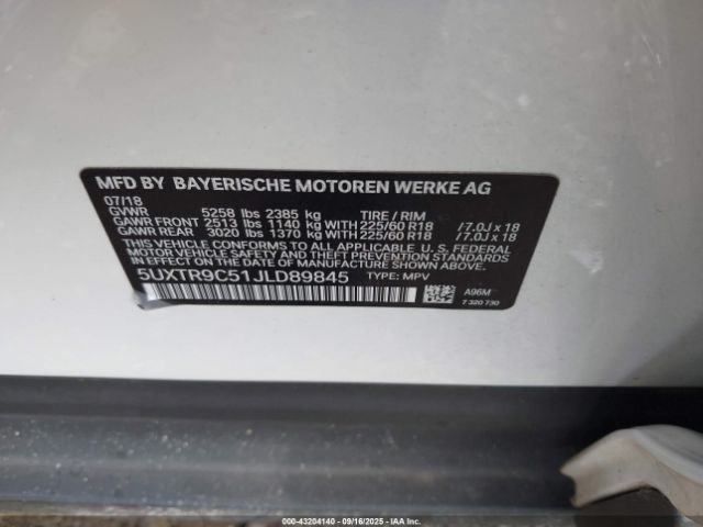 2018 BMW X3 5UXTR9C51JLD89845 Photo 8