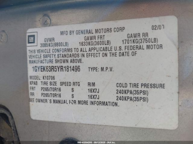 2000 CADILLAC ESCALADE 1GYEK63R5YR181496 Photo 8