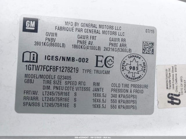 GMC l20 2015 1GTW7FCF8F1278219 Image 9