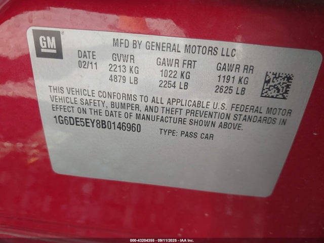 2011 CADILLAC CTS 1G6DE5EY8B0146960 Photo 8