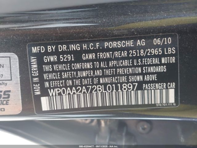 2011 PORSCHE PANAMERA WP0AA2A72BL011897 Photo 8