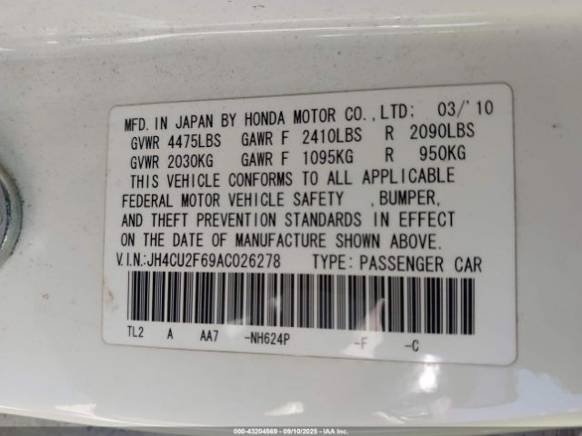 2010 ACURA TSX JH4CU2F69AC026278 Photo 8