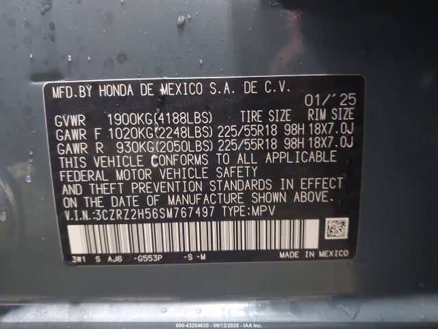 3CZRZ2H56SM767497 Honda k20z5