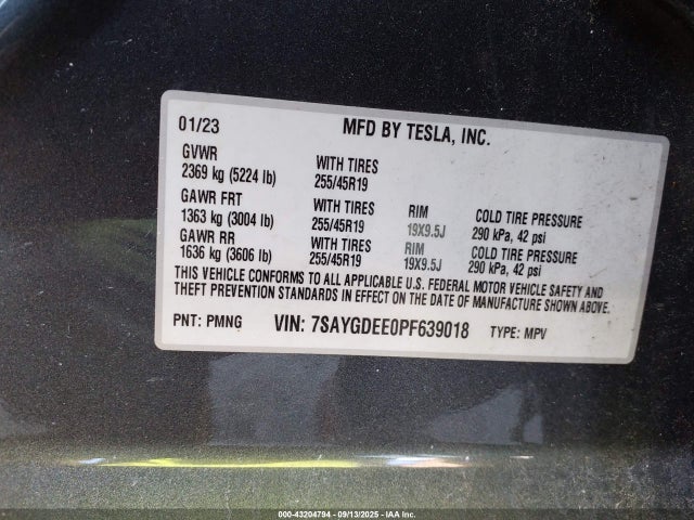 2023 TESLA MODEL Y 7SAYGDEE0PF639018 Photo 8