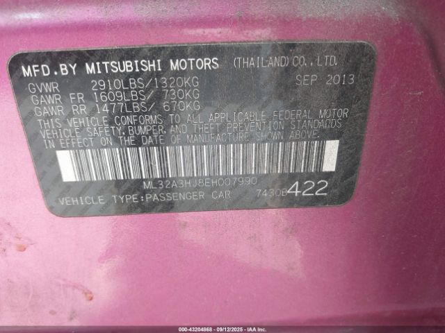 2014 MITSUBISHI MIRAGE ML32A3HJ8EH007990 Photo 8