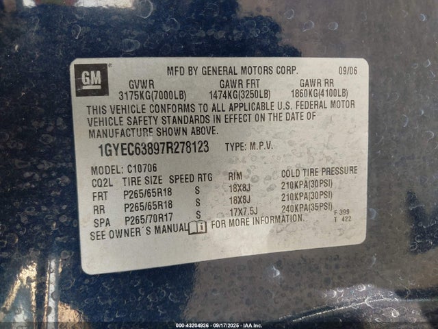 2007 CADILLAC ESCALADE 1GYEC63897R278123 Photo 8
