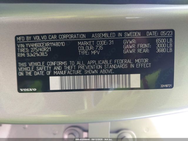 2024 VOLVO XC90 RECHARGE PLUG-IN HYBRID YV4H60CEXR1148010 Photo 8