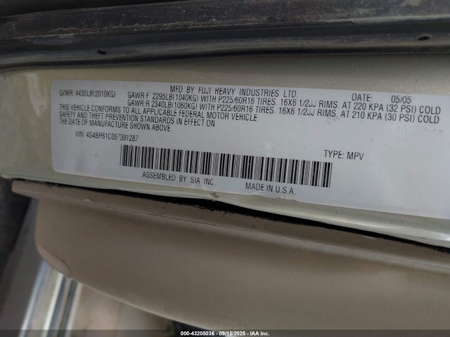 2005 SUBARU OUTBACK 4S4BP61C057391287 Photo 8