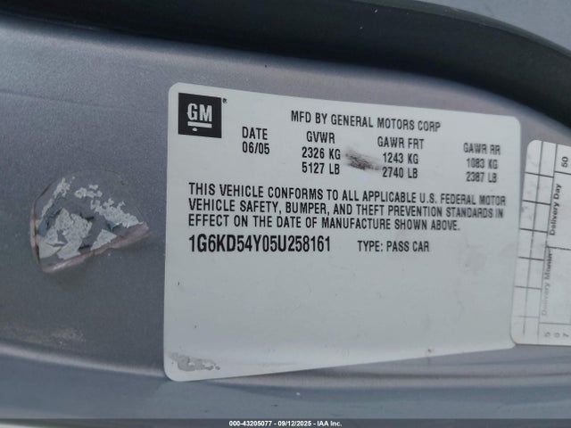 2005 CADILLAC DEVILLE 1G6KD54Y05U258161 Photo 8