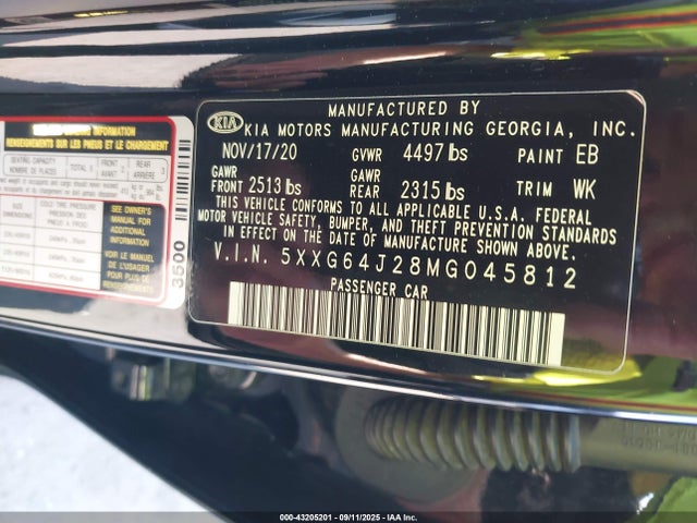 5XXG64J28MG045812 KIA t-gdi gamma ii