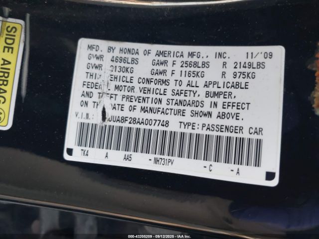 2010 ACURA TL 19UUA8F28AA007748 Photo 8