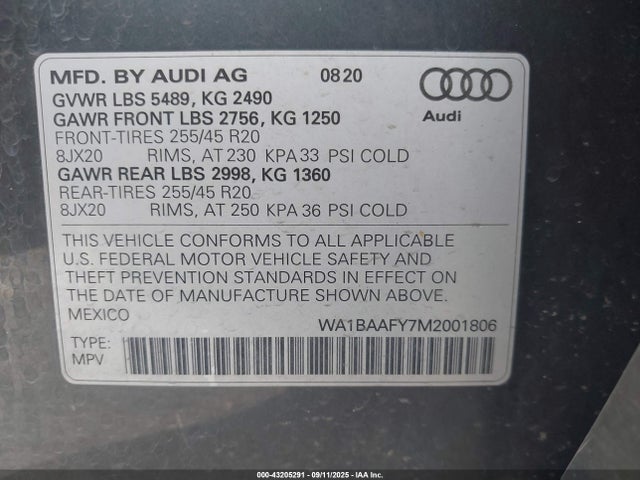 2021 AUDI Q5 WA1BAAFY7M2001806 Photo 8