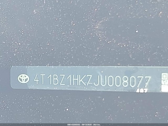 4T1BZ1HK7JU008077 Toyota 2gr-fks
