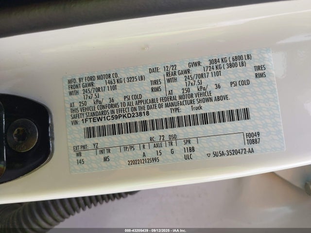 Ford 5.0l-4v 2023 1FTEW1C59PKD23818 Image 9