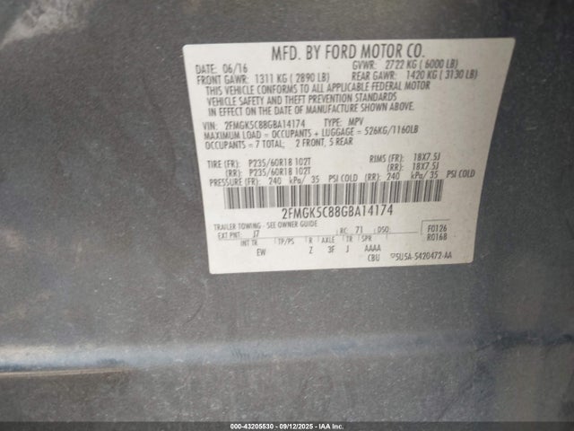 Ford 2016 2016 2FMGK5C88GBA14174 Image 9