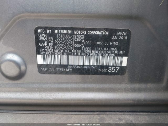 2018 MITSUBISHI OUTLANDER SPORT JA4AP3AU2JU023576 Photo 8