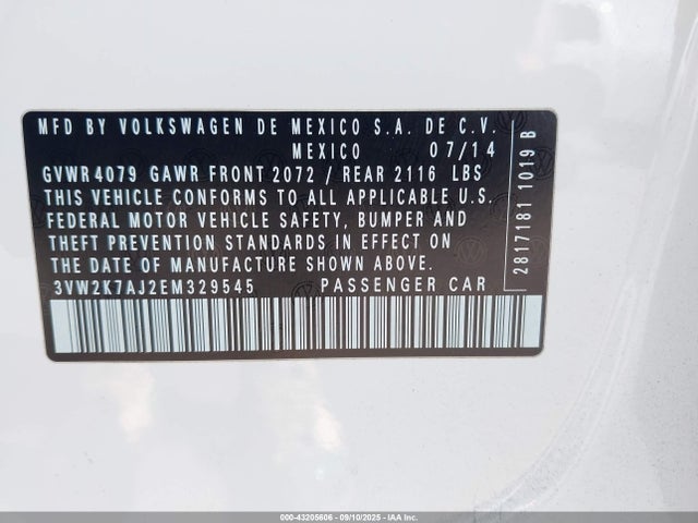 3VW2K7AJ2EM329545 Volkswagen Jetta