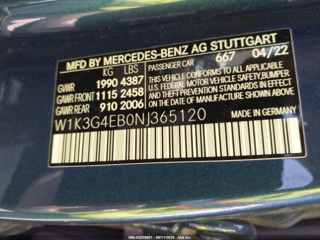 2022 MERCEDES-BENZ A 220 W1K3G4EB0NJ365120 Photo 8