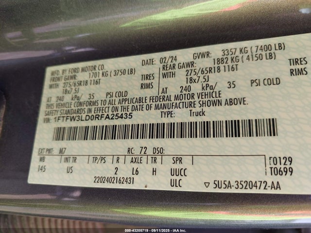 Ford 2024 2024 1FTFW3LD0RFA25435 Image 9