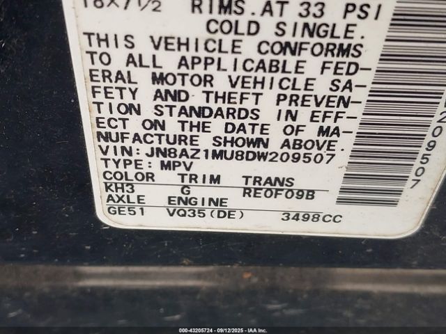 2013 NISSAN MURANO JN8AZ1MU8DW209507 Photo 8