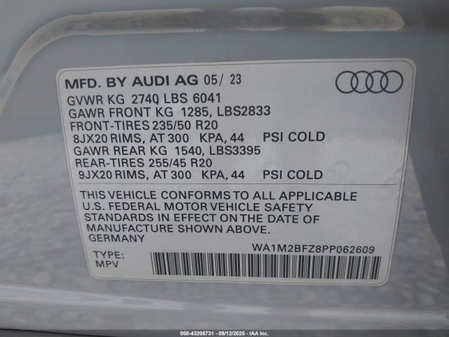 Audi 2023 2023 WA1M2BFZ8PP062609 Image 9