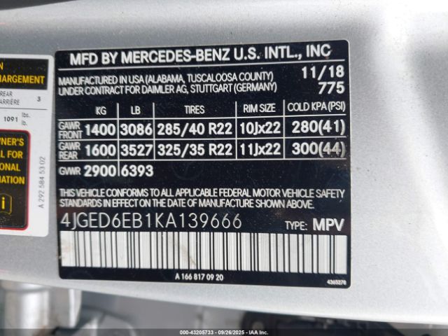 2019 MERCEDES-BENZ AMG GLE 43 COUPE 4JGED6EB1KA139666 Photo 8