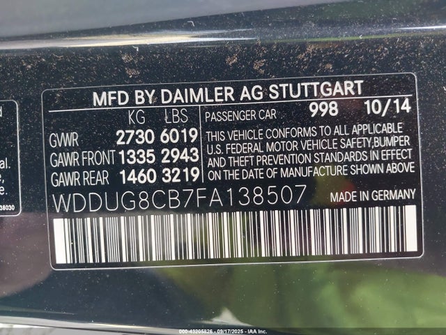 Продаж на аукціоні авто 2015 Mercedes-benz S 550, vin: WDDUG8CB7FA138507, номер лоту: 43205826
