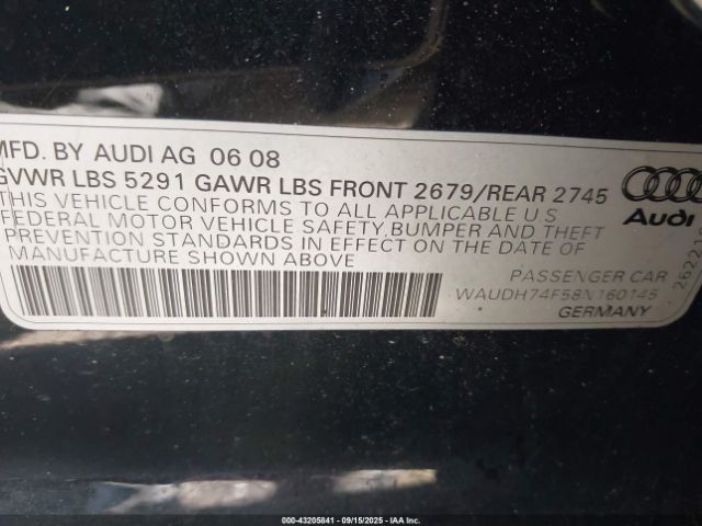 2008 AUDI A6 WAUDH74F58N160145 Photo 8