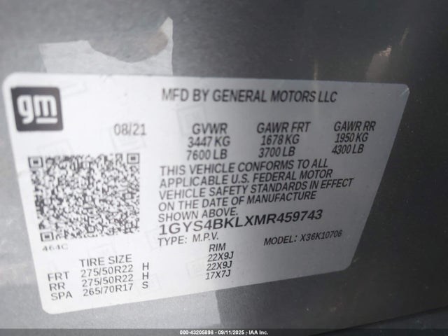 2021 CADILLAC ESCALADE 1GYS4BKLXMR459743 Photo 8