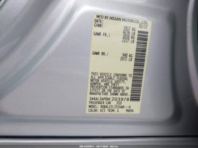 2017 NISSAN ALTIMA 1N4AL3AP0HC203978 Photo 8