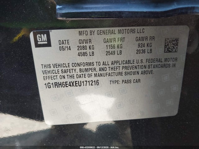 1G1RH6E4XEU171216 Chevrolet luu - ffv, e-flex, fam