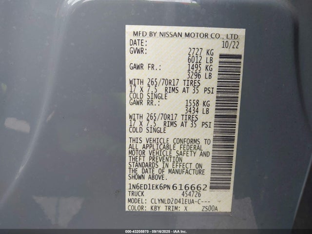1N6ED1EK6PN616662 Nissan 2023