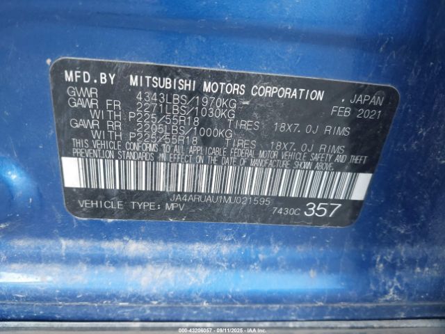 2021 MITSUBISHI OUTLANDER SPORT JA4ARUAU1MU021595 Photo 8