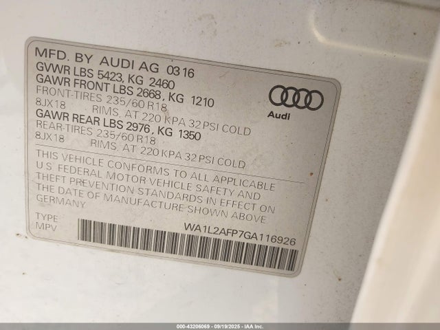 2016 AUDI Q5 WA1L2AFP7GA116926 Photo 8