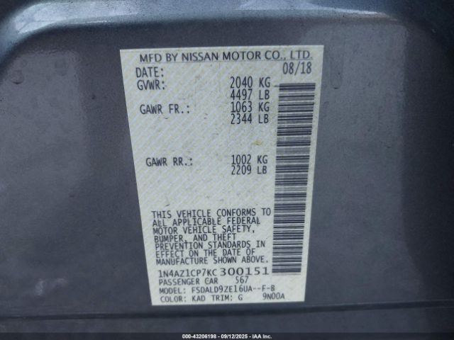 2019 NISSAN LEAF 1N4AZ1CP7KC300151 Photo 8