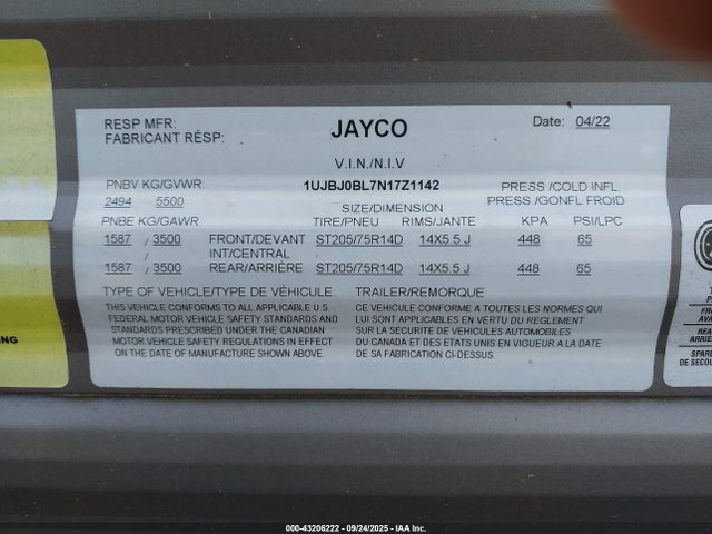 1UJBJ0BL7N17Z1142 Jayco 2022