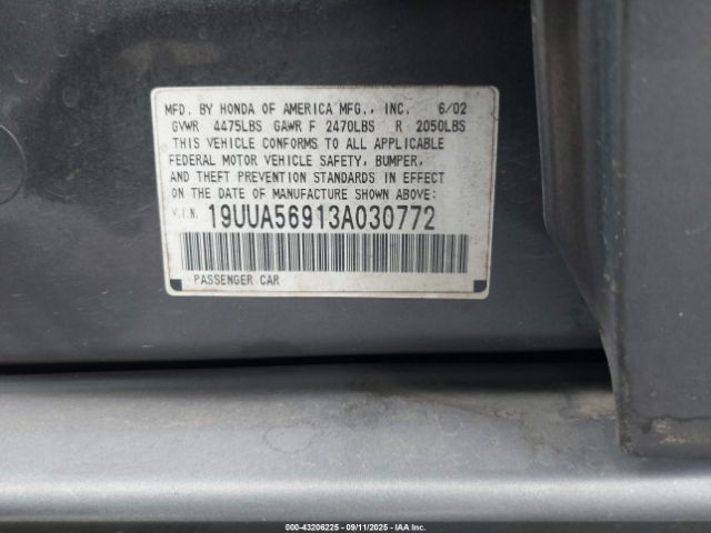 2003 ACURA TL 19UUA56913A030772 Photo 8