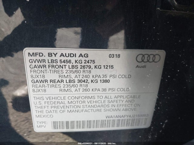 2018 AUDI Q5 WA1ANAFY4J2159953 Photo 8