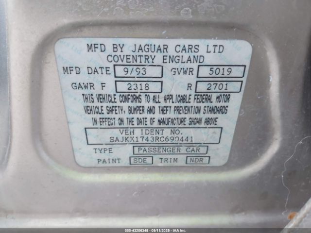 1994 JAGUAR VANDENPLAS SAJKX1743RC690441 Photo 8