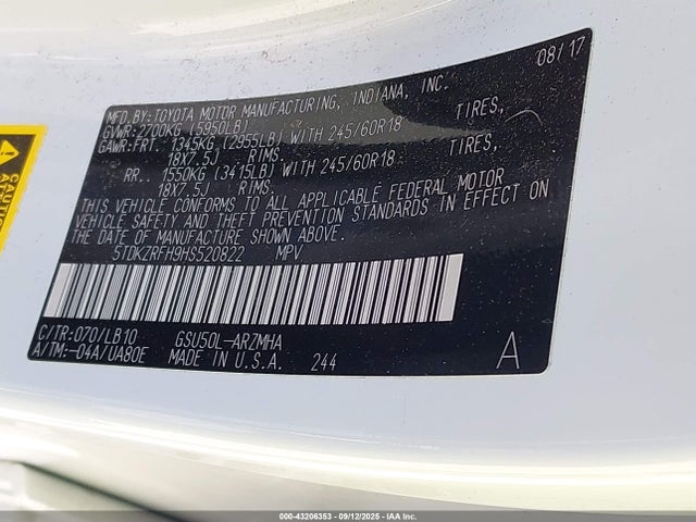 5TDKZRFH9HS520822 Toyota 2gr-fks