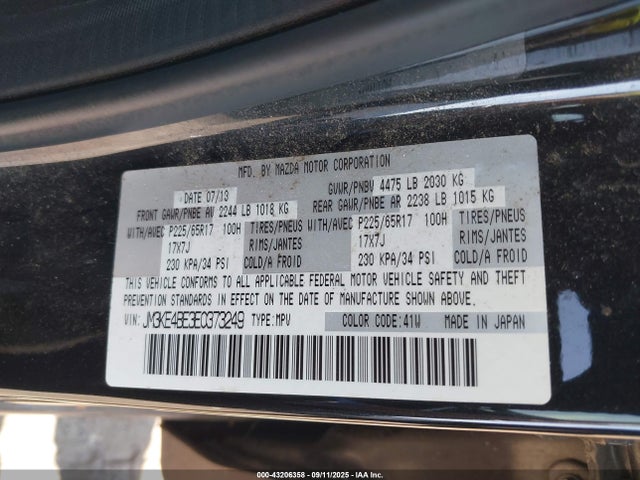 43206358 :رقم المزاد ، JM3KE4BE3E0373249 vin ، 2014 Mazda Cx-5 Sport مزاد بيع