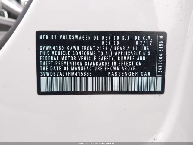 3VWDB7AJ7HM415866 Volkswagen 1.4 tsi