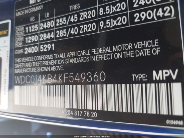 2019 MERCEDES-BENZ GLC 300 COUPE WDC0J4KB4KF549360 Photo 8