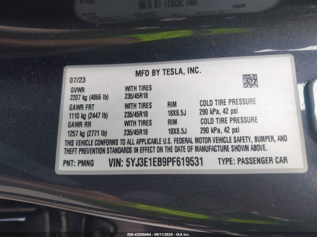 2023 TESLA MODEL 3 5YJ3E1EB9PF619531 Photo 8