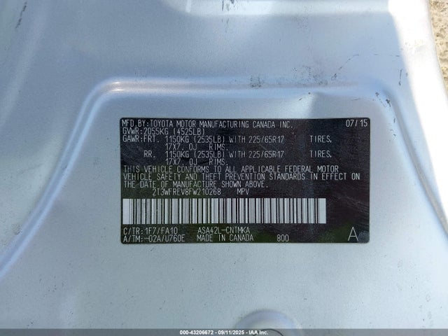2T3WFREV8FW210268 Toyota 2ar-fe