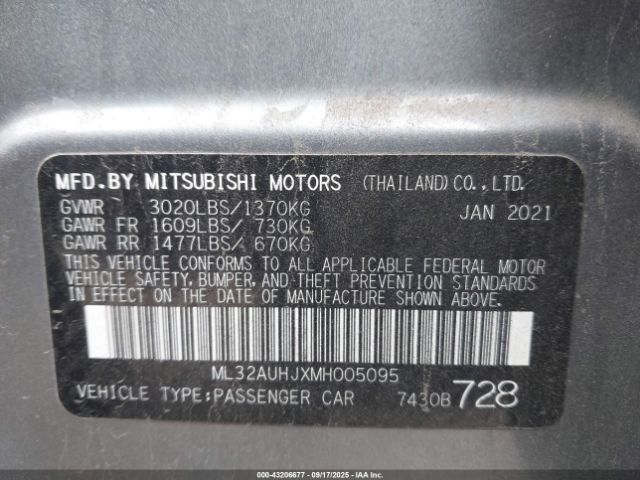 2021 MITSUBISHI MIRAGE ML32AUHJXMH005095 Photo 8