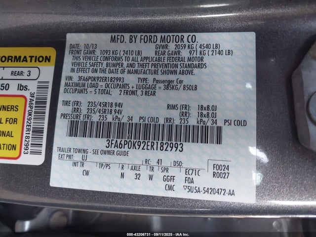 Ford Fusion 2014 3FA6P0K92ER182993 Image 9