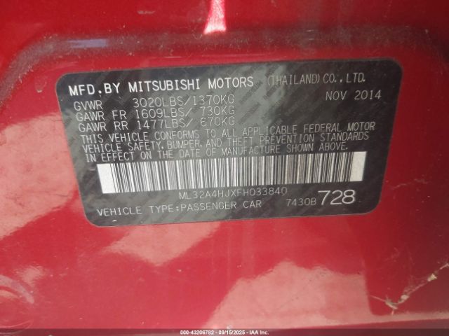 2015 MITSUBISHI MIRAGE ML32A4HJXFH033840 Photo 8